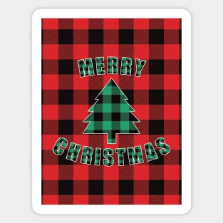 Merry Christmas Buffalo Plaids Christmas Tree Sticker